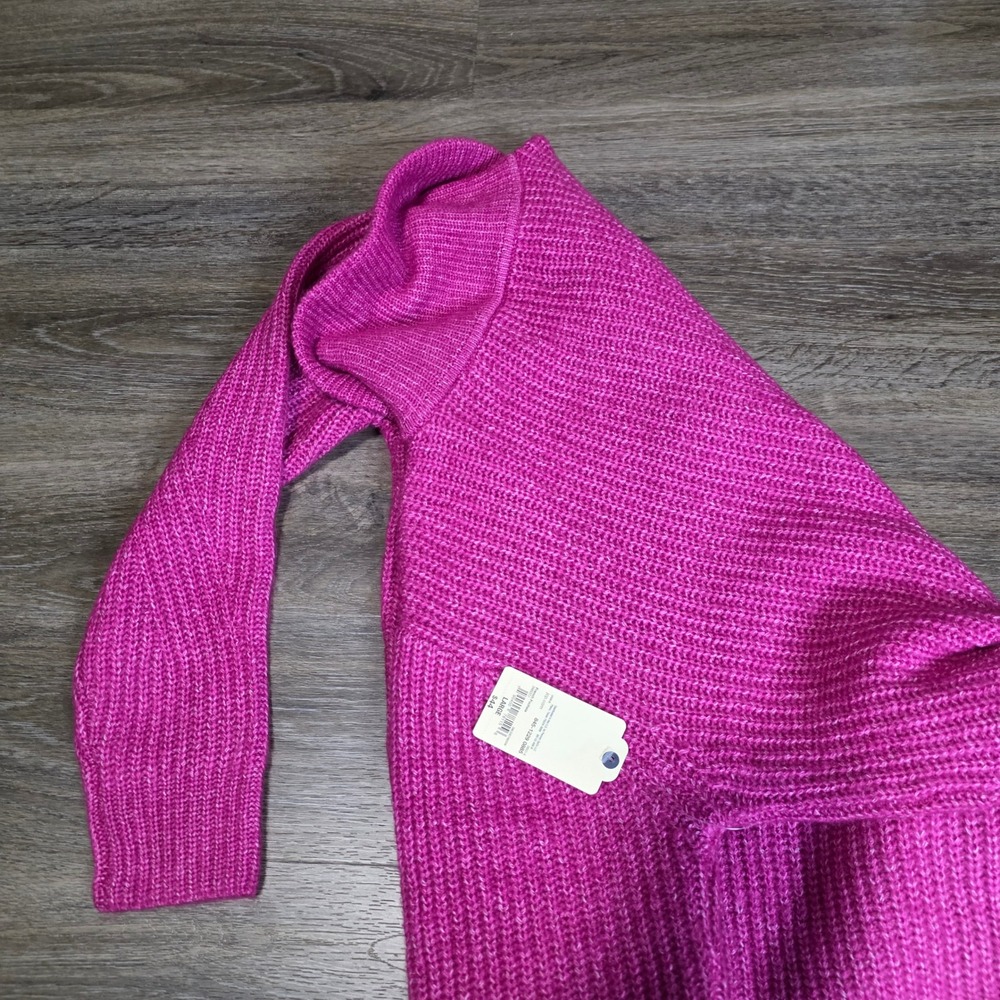 St John's Bay Womens L Sweater French Fuchsia Quarter Zip Shaker Knit Pullover - Picture 6 of 7